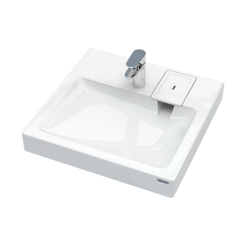 Раковина из литьевого мрамора Paulmark BERG PM710431 59х49 над стиральной машиной цвет белый 1 отверстие под смеситель